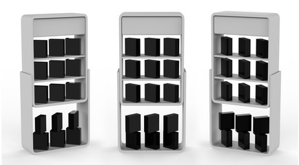 Display stand, retail display stand for product , display stands isolated on white background. 3d illustration