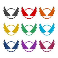 Shield Wing Logo color icon set isolated on white background
