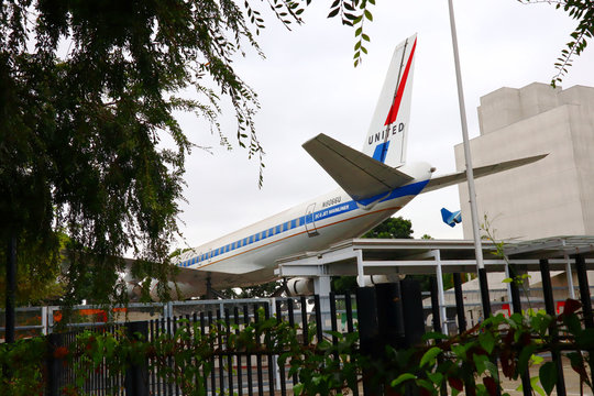 Los Angeles, California - September 28, 2019: United Airlines Douglas DC-8 Jet Mainliner N8066U located at California Science Center, Exposition Park, Los Angeles