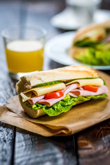 baguette with ham