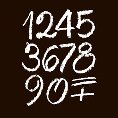 set of calligraphic pastel or chalk numbers. ABC for your design, pastel lettering on a black background