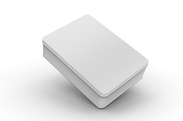 Blank tin container for branding and design. 3d render illustration.