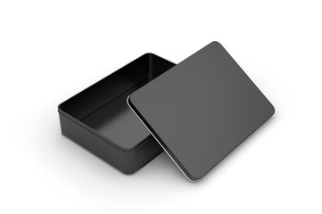 Blank tin container for branding and design. 3d render illustration.