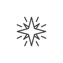 Star shine line icon. linear style sign for mobile concept and web design. Sparkle star outline vector icon. Astronomy science symbol, logo illustration. Vector graphics
