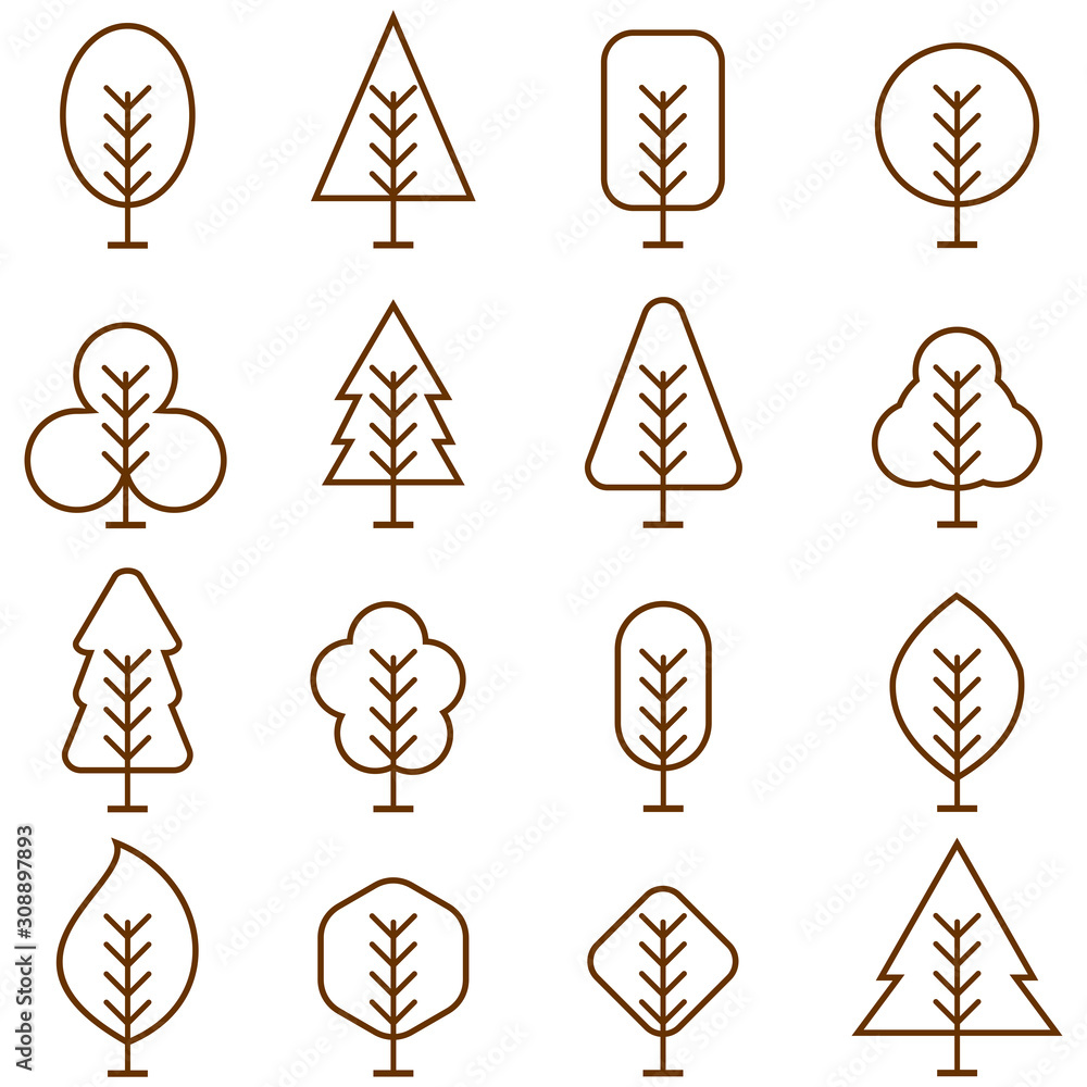 Poster tree icon set vector design symbol