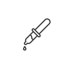 Chemical test dropper line icon. linear style sign for mobile concept and web design. Pipette with drop outline vector icon. Symbol, logo illustration. Vector graphics