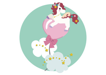 可愛いペガサスのアイコン。キャラクターデザイン。