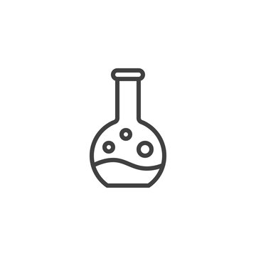 Experiment flask line icon. linear style sign for mobile concept and web design. Chemical test tube outline vector icon. Laboratory Research symbol, logo illustration. Vector graphics