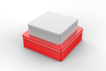 Blank tin container for branding and design. 3d render illustration.