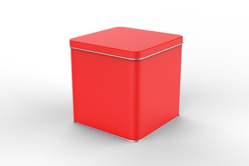 Blank tin container for branding and design. 3d render illustration.