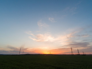 Fototapeta na wymiar Spring sunset in the village