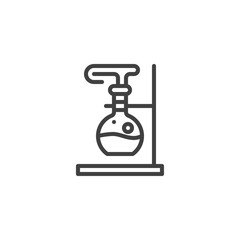 Chemical experiment line icon. Beaker with reaction linear style sign for mobile concept and web design. Tube Research outline vector icon. Chemistry symbol, logo illustration. Vector graphics