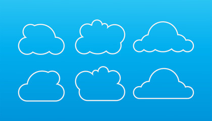 Cloud Icons in a trendy flat style that is isolated on a blue background. Vector illustration element.