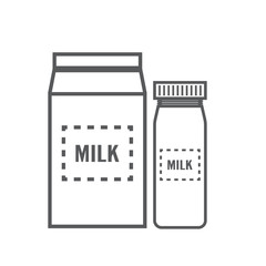 Vector modern flat design icon illustration featuring pair of classic milk bottles