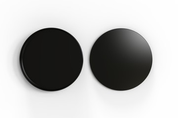 Fototapeta na wymiar Blank round tin container for branding and design. 3d render illustration.