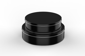 Blank round tin container for branding and design. 3d render illustration.