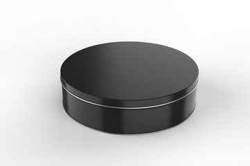 Blank round tin container for branding and design. 3d render illustration.