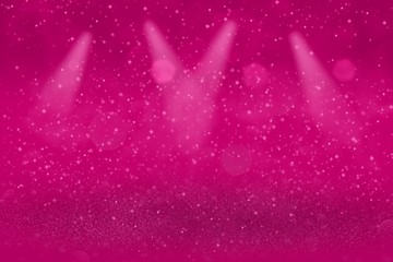 pink cute bright glitter lights defocused stage spotlights bokeh abstract background with sparks fly, festive mockup texture with blank space for your content