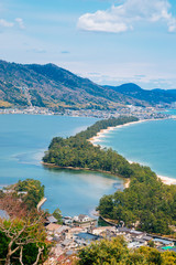 Amanohashidate nature scenic view at spring in Kyoto, Japan