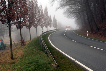 Fototapeta premium A foggy evening near Coburg in Bavaria, Germany