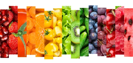Foto op Plexiglas Collage of fruits, vegetables and berries. Fresh food. Healthy lifestyle © seralex
