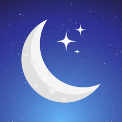 Obraz na płótnie Canvas Half Moon Illustration Sky Stars Vector