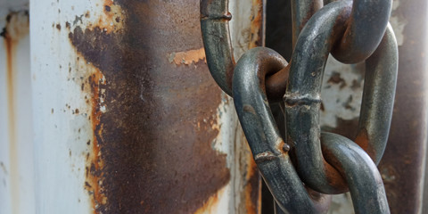 rusted Chain and grunge metal texture, rust and oxidized metal background.