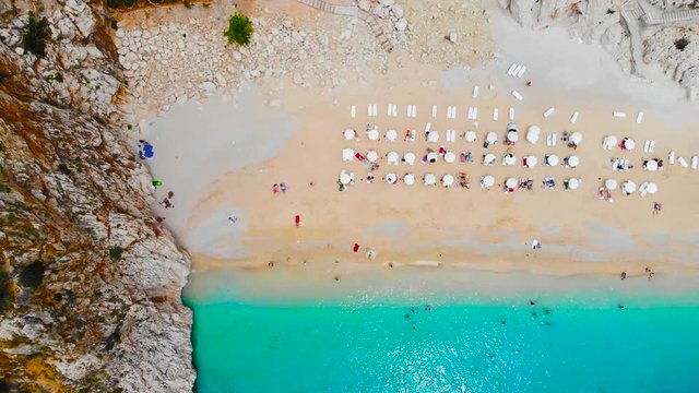 Incredible Turkey, aerial. Kaputas beach - it is one of the bays of Antalya, Turkey. Located near the city of Kas. The bay is washed by the Mediterranean Sea.