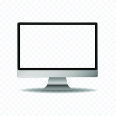 computer monitor mockup with transparent screen and shadow