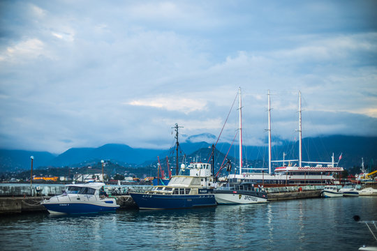 Batumi / Georgia 20. November 2019 pictured sea pier