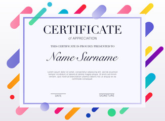 Certificate template with golden decoration element. Design diploma graduation, award. Vector illustration.