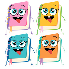 image of a colored book with a funny face isolated on white background, cartoon book icon