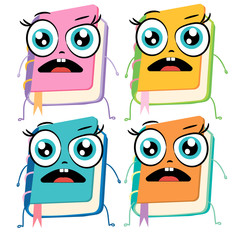 image of a colored book with a funny face isolated on white background, cartoon book icon