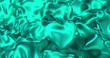 Fototapeta premium Blue metallic wave liquid background. Glamour satin lava texture 3D rendering