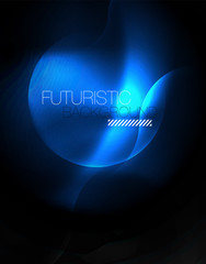 Shiny neon geometric waves template