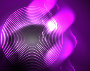Shiny metallic neon waves vector design