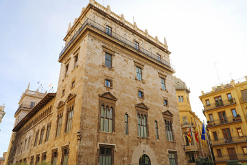 Fototapeta na wymiar Palau de la Generalitat in Valencia, Spain, is a 15th century gothic palace, currently used as the seat of the regional government, the Generalitat Valenciana.