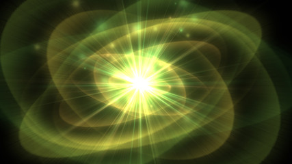Abstract space background with circles and light rays.