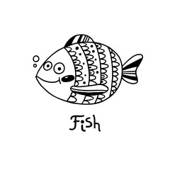 Cute fish in cartoon style. Vector illustration - 308906620