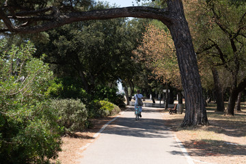 Bike path in park La Rochelle town france