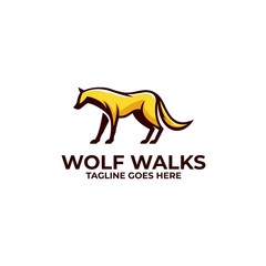 Wolf Walks Design Illustration Vector Template