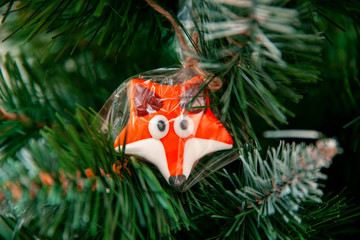 Chanterelle cookies hanging on a Christmas tree