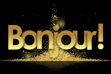 bonjour in golden stars and black background © nali