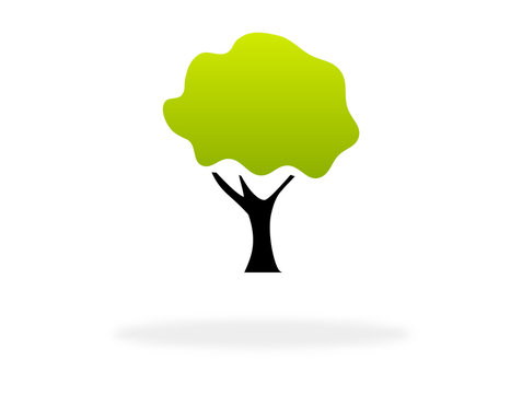 Baum Icon schwarz gr&uuml;n mit Schatten