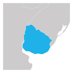Map of Uruguay green highlighted with neighbor countries