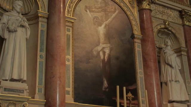 Icon of the Christ on the Calvary altar painting altarpiece by Gyula Stetka smooth gimbal camera movement