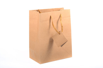 Empty recycled paper shopping bag