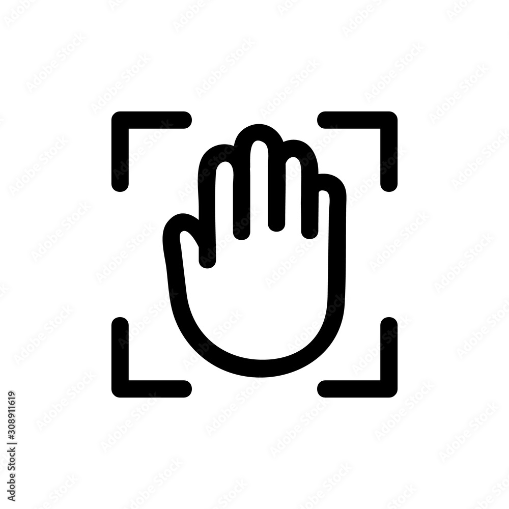 Poster scan the hand icon vector. thin line sign. isolated contour symbol illustration