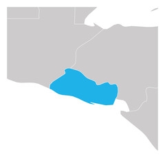 Map of El Salvador green highlighted with neighbor countries