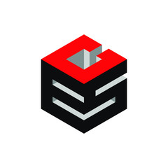 Initial / Letter E,C and S with box for logo design inspiration - Vector